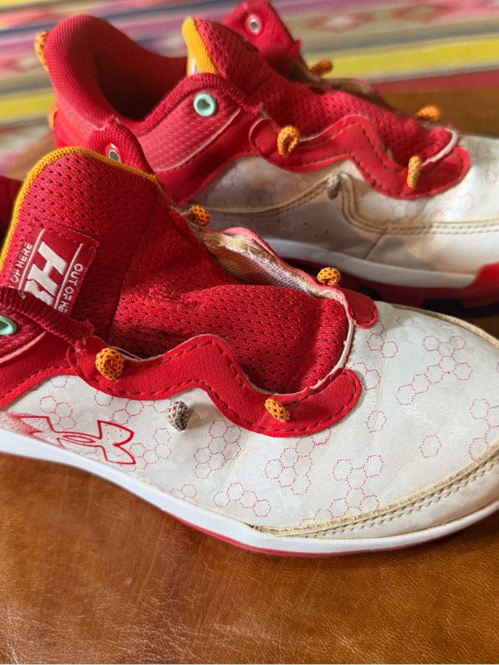 Under Armour Kids Red, White and Yellow Athletic Sneakers
